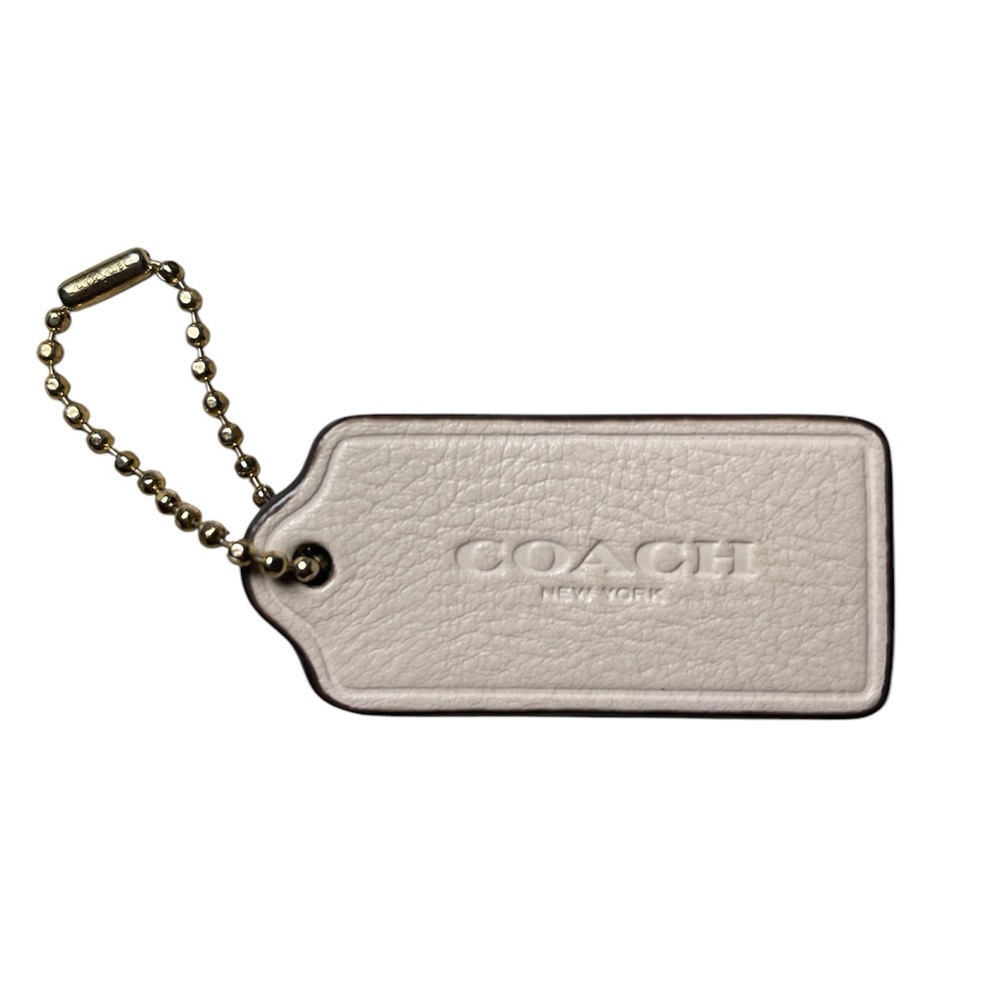 Coach cream color leather purse tag replacement name tag
